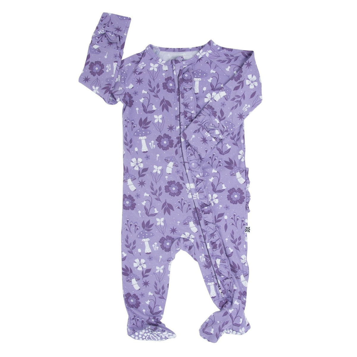 Mushroom Floral Ruffle Footie — Sweet Bamboo