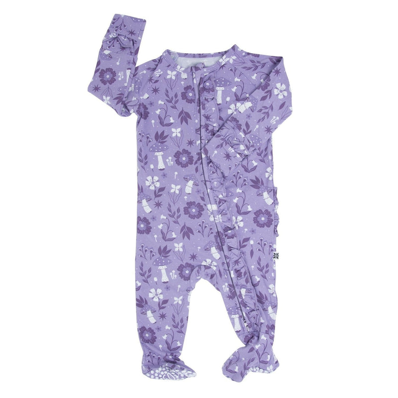 Mushroom Floral Ruffle Footie — Sweet Bamboo