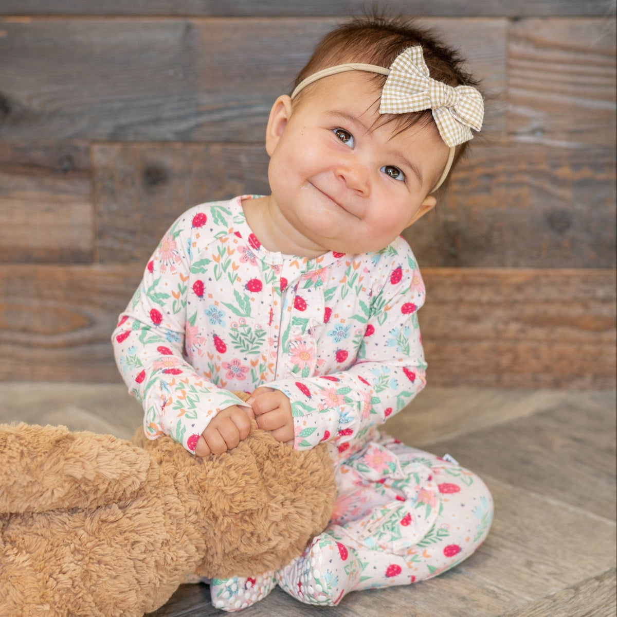 Ladybug Flower Garden Ruffle Baby Footie — Sweet Bamboo