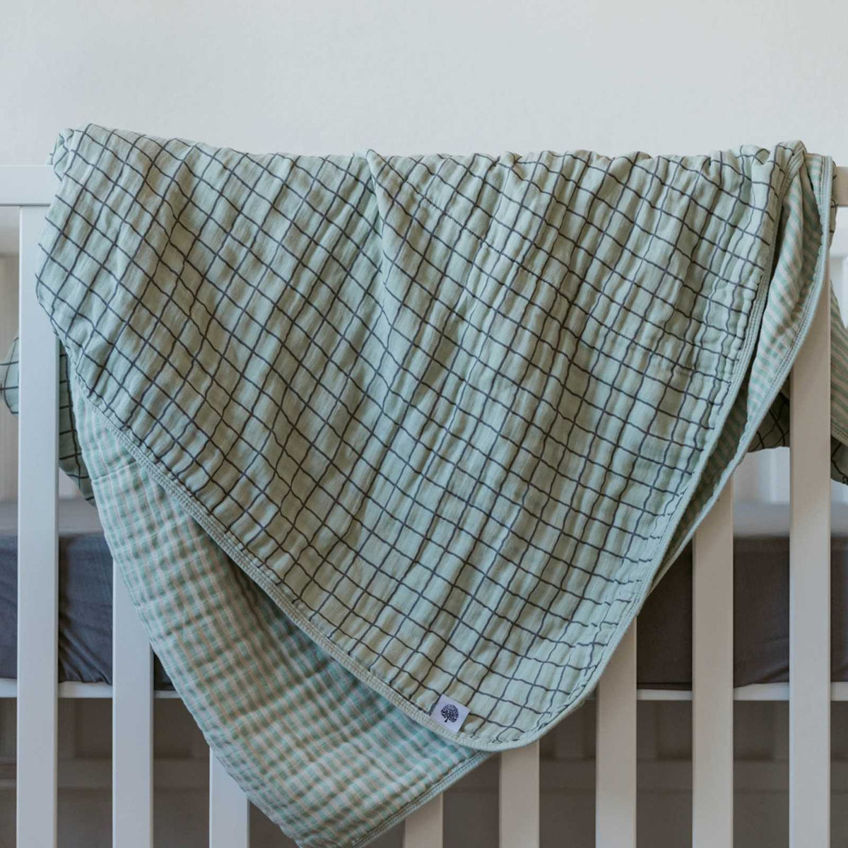 Sage Windowpane Quilt — Parker Baby Co.