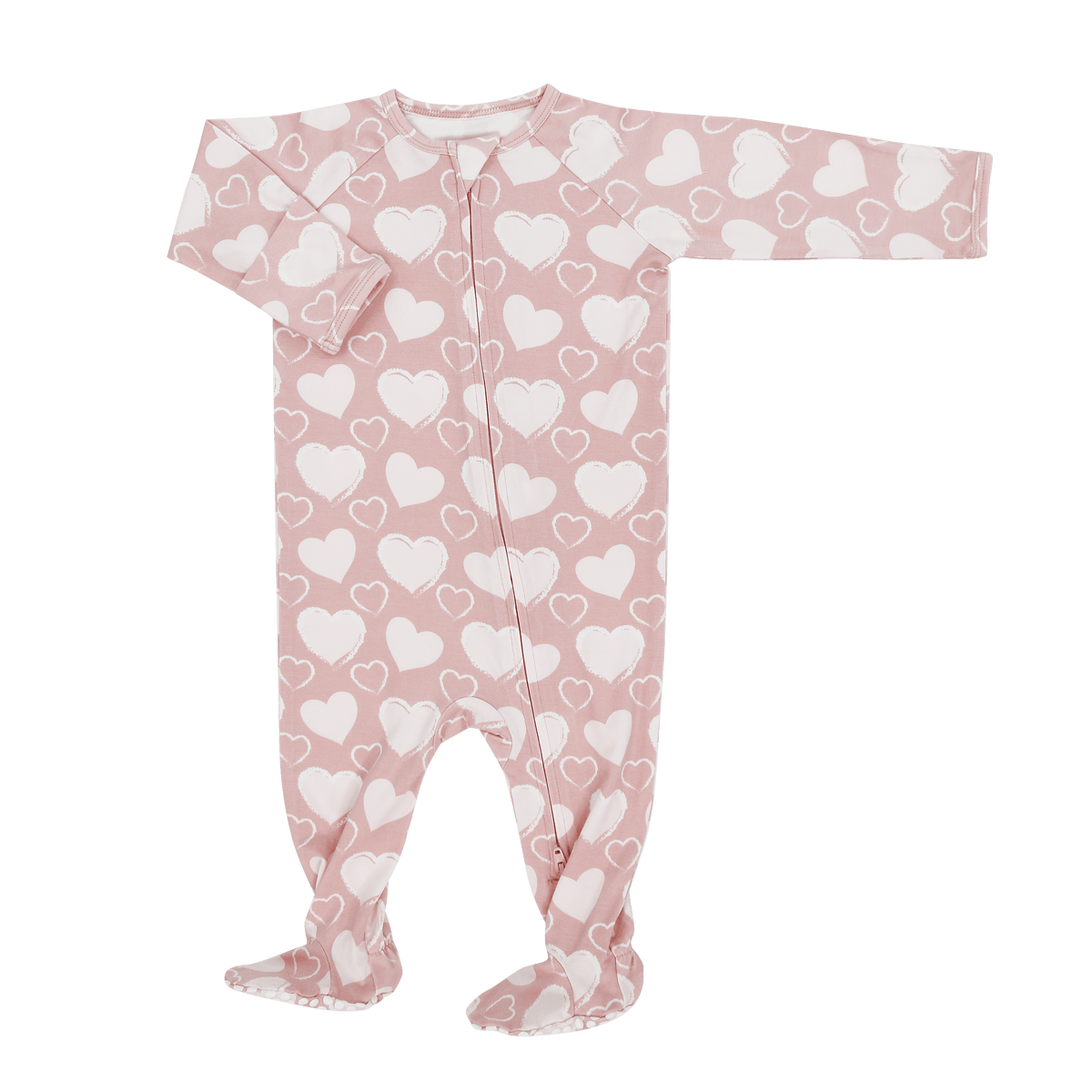 So Much Love Zipper Footie — Sweet Bamboo