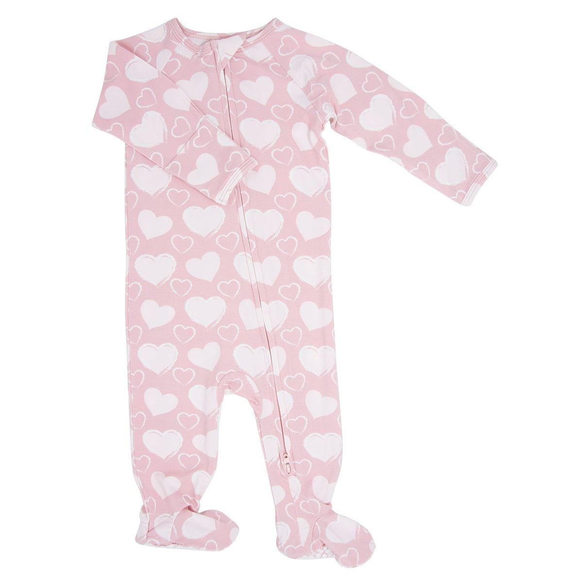 So Much Love Zipper Footie — Sweet Bamboo
