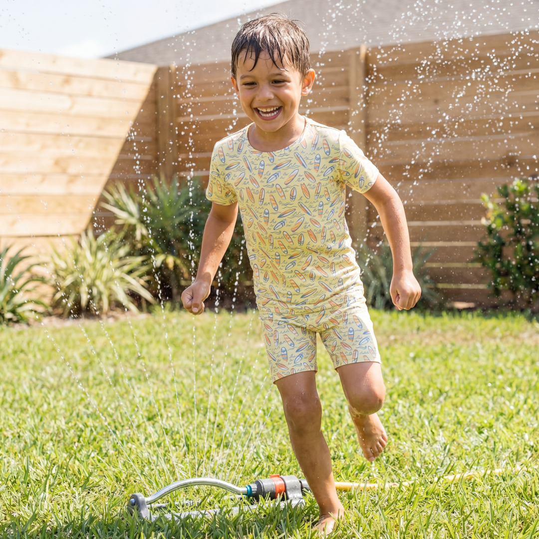 Surfboard Waves Summer Pajama Set — Sweet Bamboo