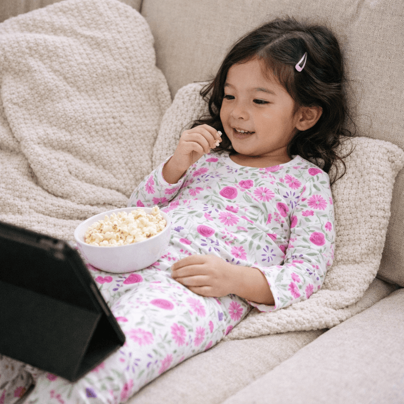 Sweet Purple Flowers Big Kid Pajama Set — Sweet Bamboo