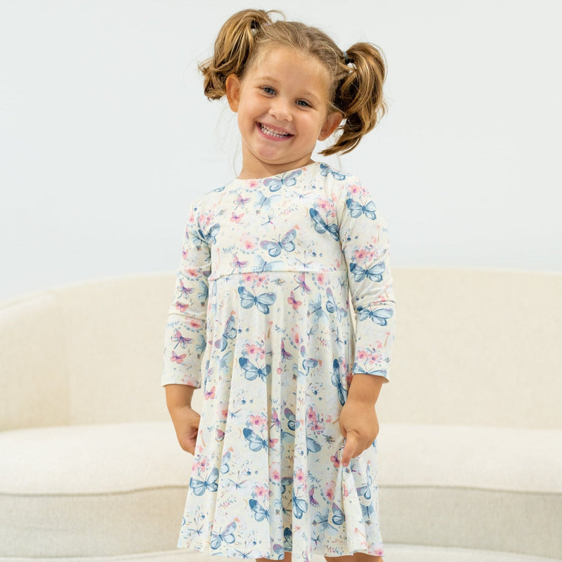 Watercolor Butterfly Swirly Girl Dress — Sweet Bamboo
