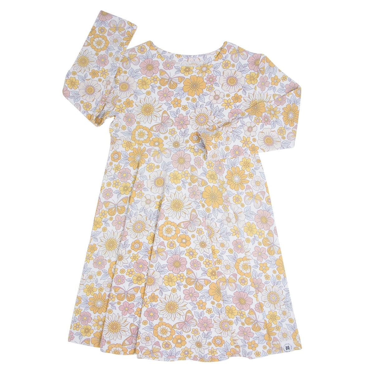 Retro Vintage Flowers Swirly Girl Dress — Sweet Bamboo