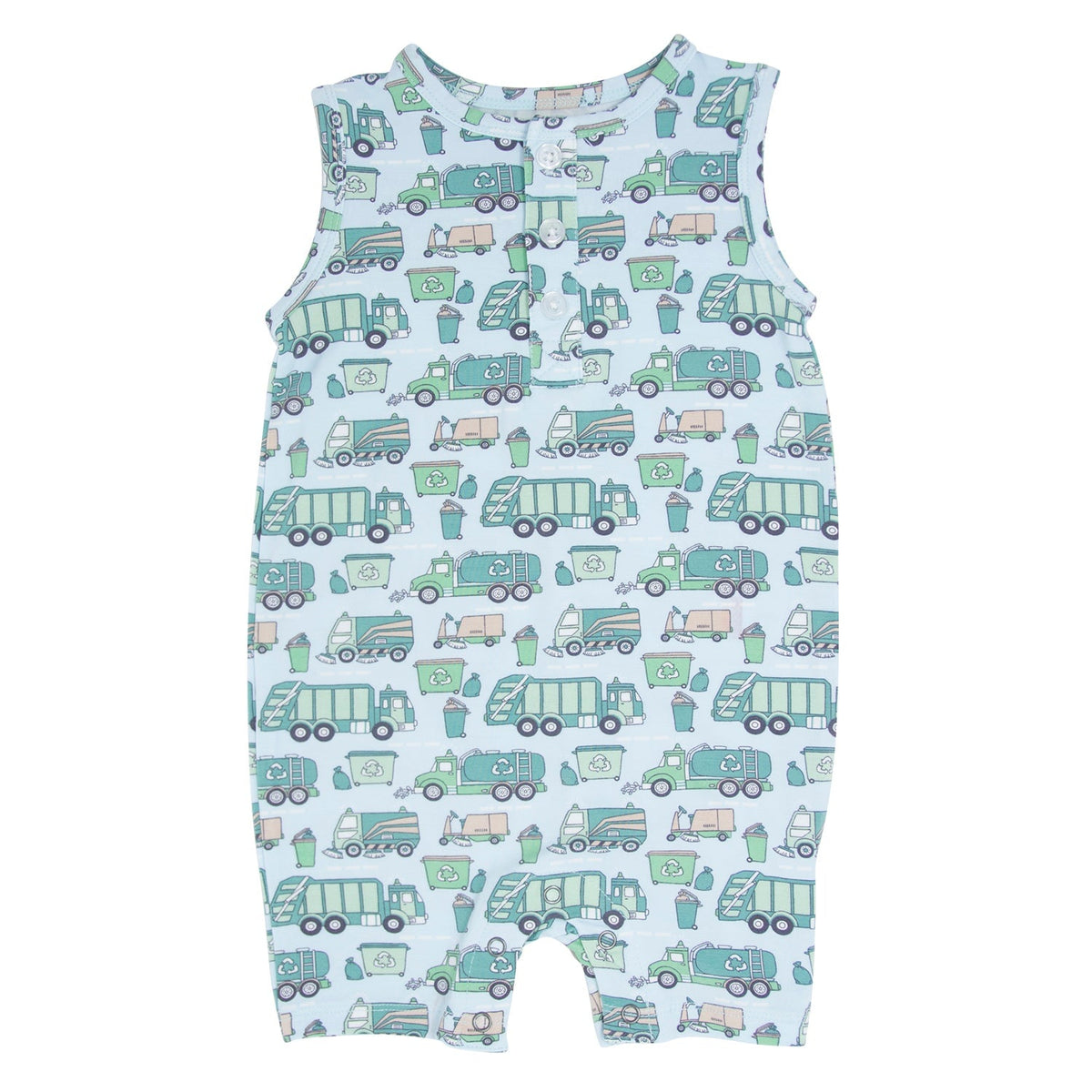 Garbage Trucks Recycle Tank Romper — Sweet Bamboo