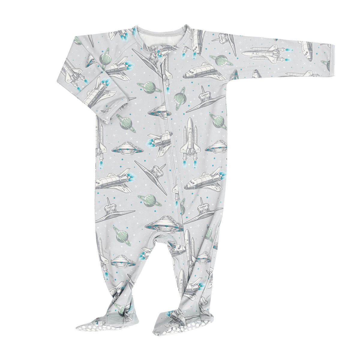 Up and Away Zipper Footie — Sweet Bamboo