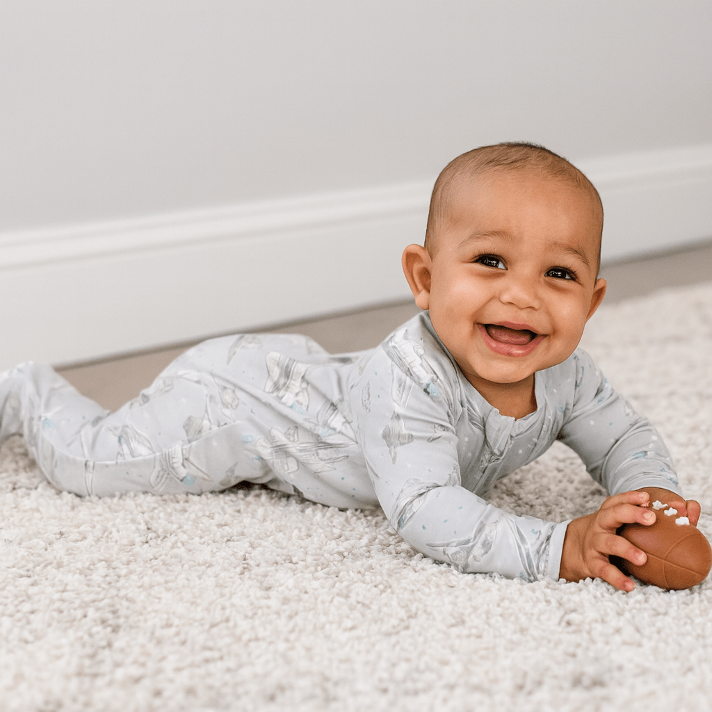 Up and Away Zipper Footie — Sweet Bamboo