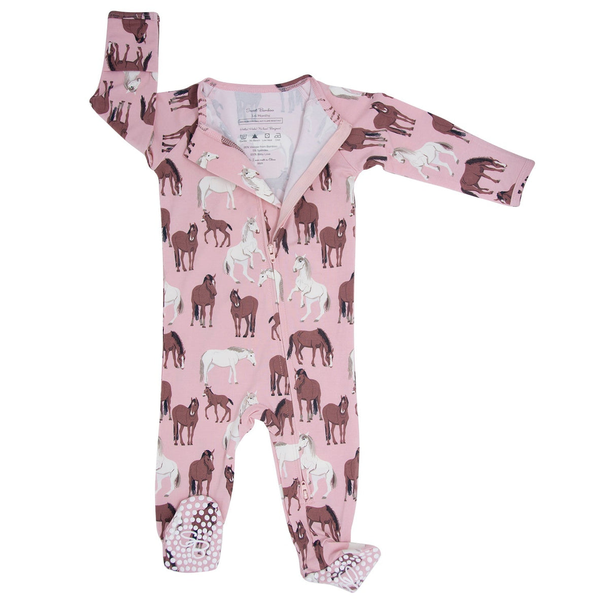 Wild Horses Zipper Footie — Sweet Bamboo