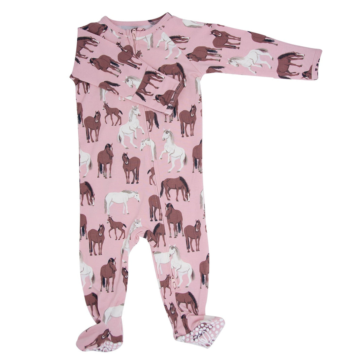 Wild Horses Zipper Footie — Sweet Bamboo