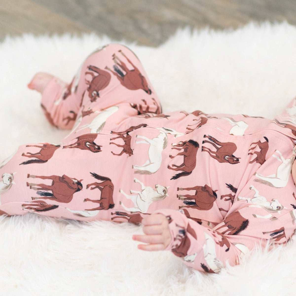 Wild Horses Zipper Footie — Sweet Bamboo
