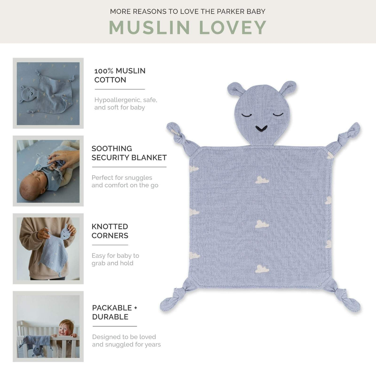 100% Muslin Lovey - Windy — Parker Baby Co.