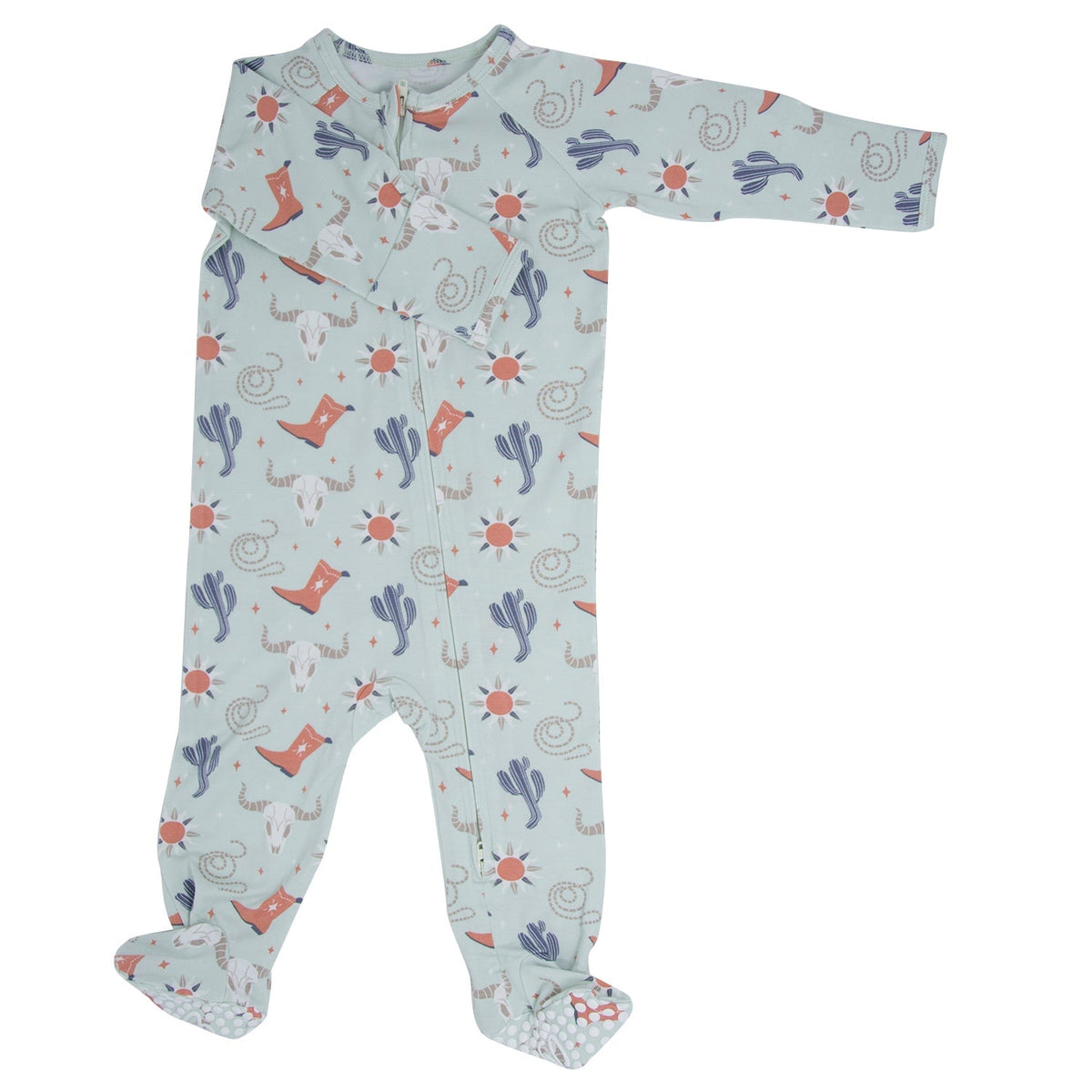 Bulls Boots Lasso Western Zipper Footie — Sweet Bamboo