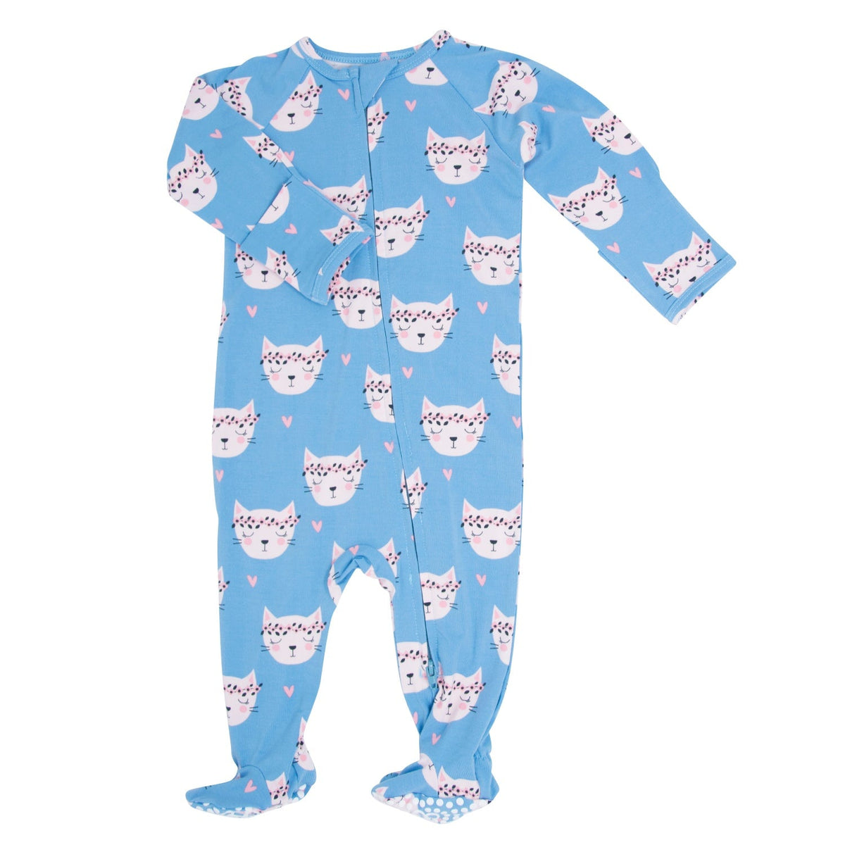 Pretty Pink Cat Zipper Footie — Sweet Bamboo