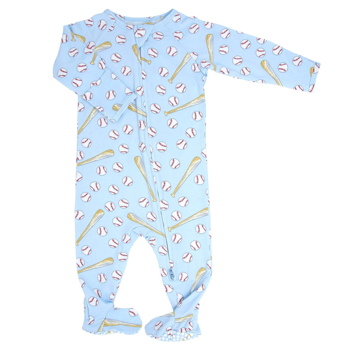 Classic Baseball Zipper Footie — Sweet Bamboo
