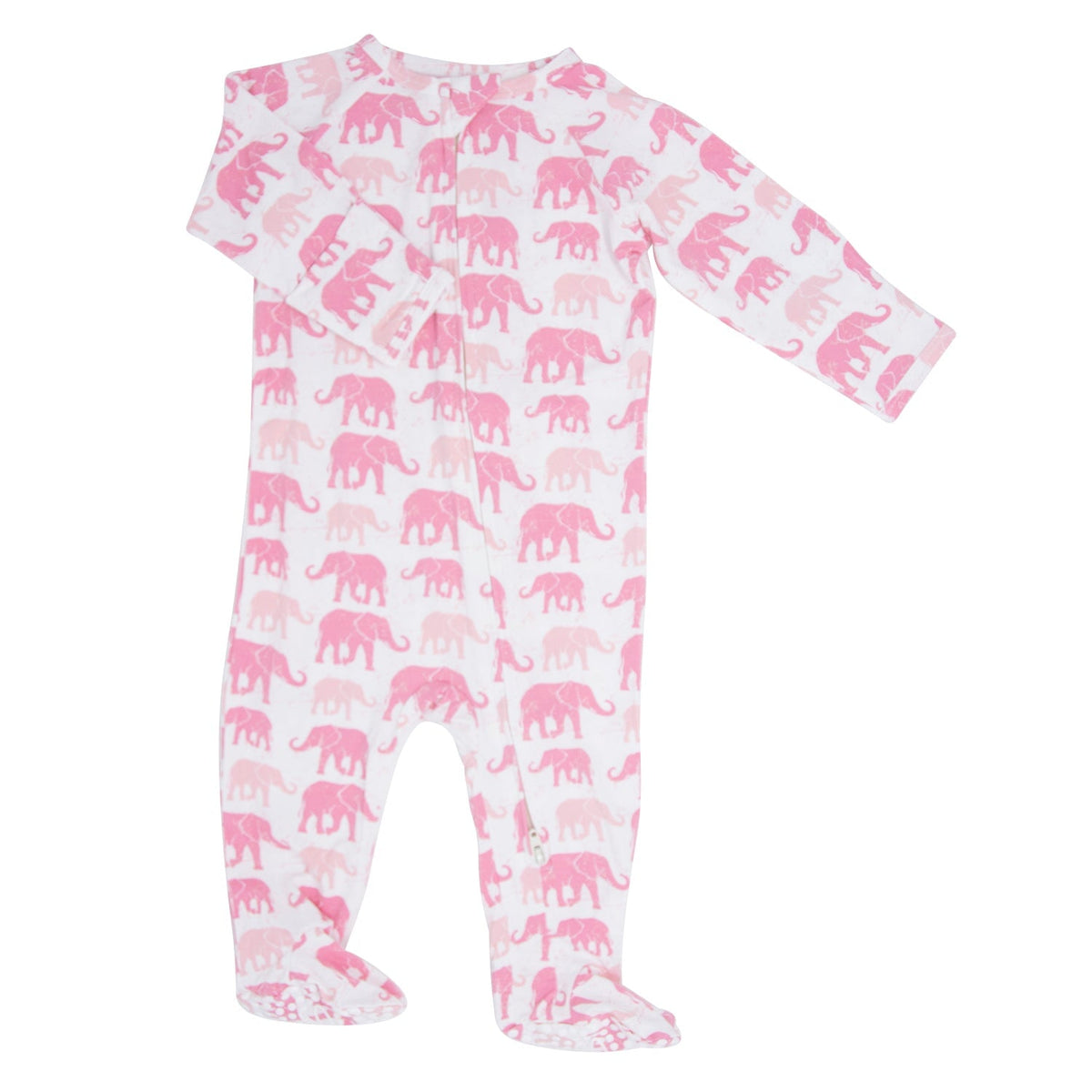 Pink Elephant Zipper Footie — Sweet Bamboo